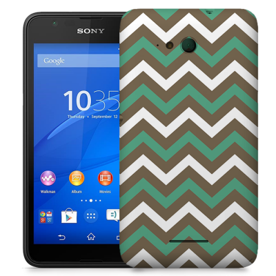 Skal till Sony Xperia E4g - Ränder - Grön/Brun
