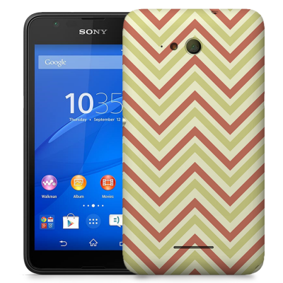 Skal till Sony Xperia E4g - Retro ränder - Gul/Rosa