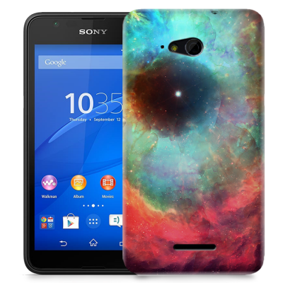 Skal till Sony Xperia E4g - Rymden - Blå/Rosa