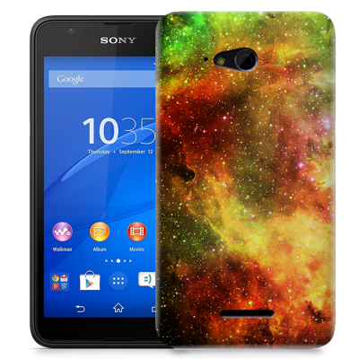 Skal till Sony Xperia E4g - Rymden - Grön/Gul