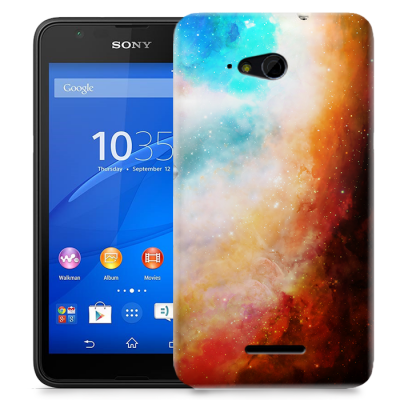 Skal till Sony Xperia E4g - Rymden - Orange/Blå