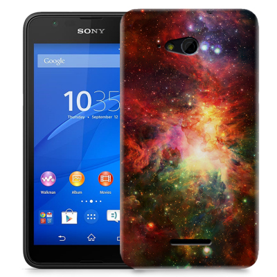Skal till Sony Xperia E4g - Rymden - Röd/Grön