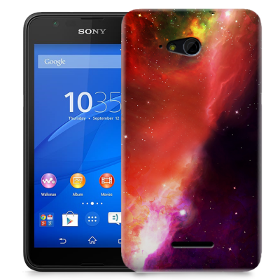 Skal till Sony Xperia E4g - Rymden - Röd/Lila