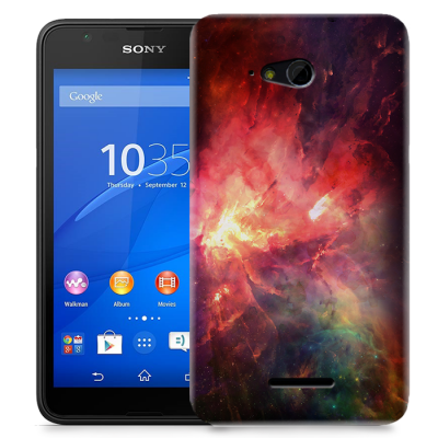 Skal till Sony Xperia E4g - Rymden - Röd/Svart