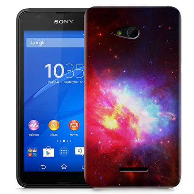 Skal till Sony Xperia E4g - Rymden - Svart/Rosa