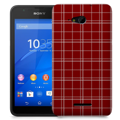 Skal till Sony Xperia E4g - Sömmar - Rutmönster Röd