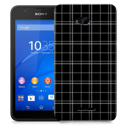 Skal till Sony Xperia E4g - Sömmar - Rutmönster Svart