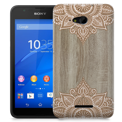 Skal till Sony Xperia E4g - Trä - Mandala