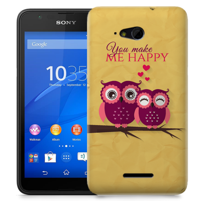 Skal till Sony Xperia E4g - Ugglor - You make me happy