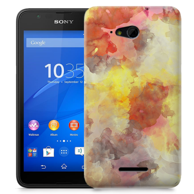 Skal till Sony Xperia E4g - Vattenfärg - Grå/Röd