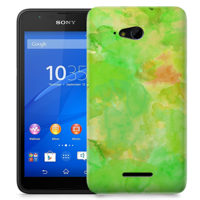 Skal till Sony Xperia E4g - Vattenfärg - Grön/Gul