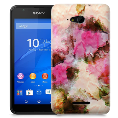 Skal till Sony Xperia E4g - Vattenfärg - Svart/Ljusrosa