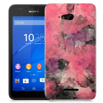 Skal till Sony Xperia E4g - Vattenfärg - Svart/Rosa