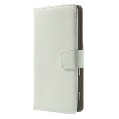 Äkta Läder Plånboksfodral till Sony Xperia M2 - Vit