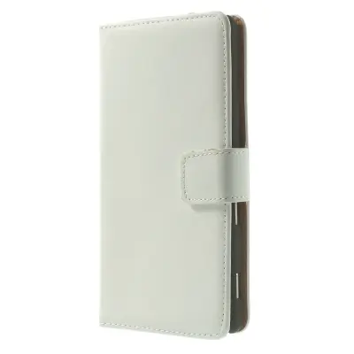 Äkta Läder Plånboksfodral till Sony Xperia M2 - Vit