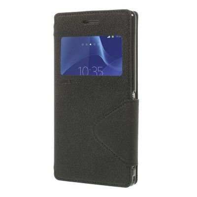 Roar Korea plånboksfodral med fönster till Sony Xperia M2 - Svart