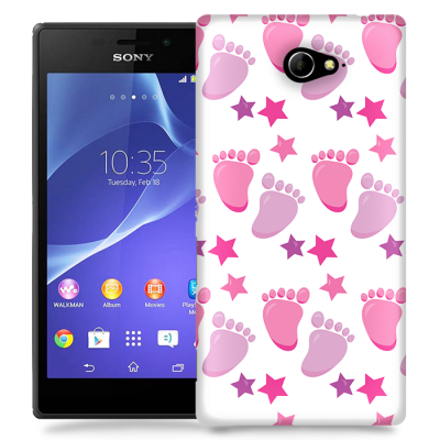 Skal till Sony Xperia M2 - Babyfötter - Rosa