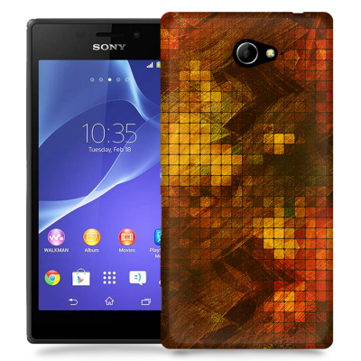 Skal till Sony Xperia M2 - Borstat rutor - Röd