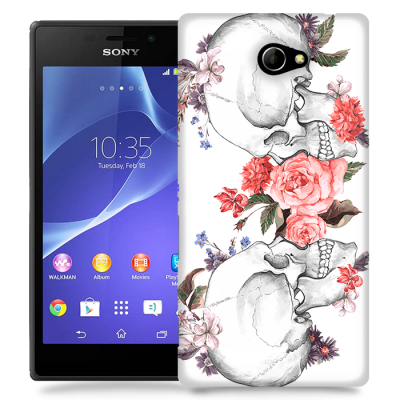 Skal till Sony Xperia M2 - Dödskallar rosor