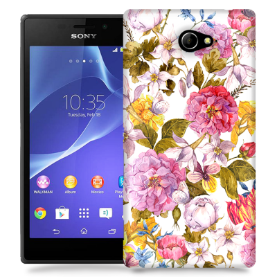 Skal till Sony Xperia M2 - Hortensia - Vit