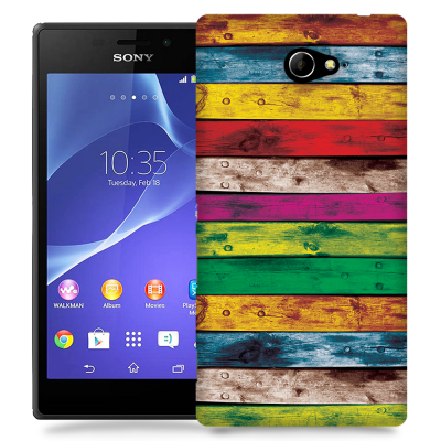 Skal till Sony Xperia M2 - Målade brädor