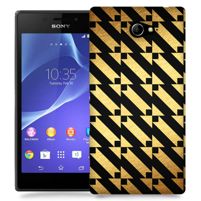 Skal till Sony Xperia M2 - Mönster - Guld/Svart
