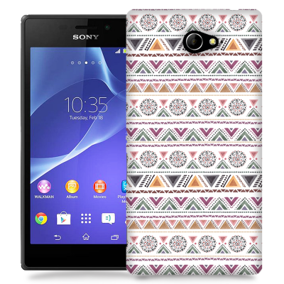 Skal till Sony Xperia M2 - Mönster - Vit/Lila
