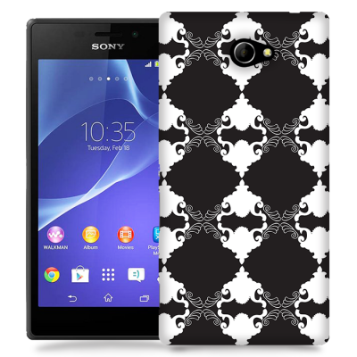 Skal till Sony Xperia M2 - Mönstrad tapet - Svart