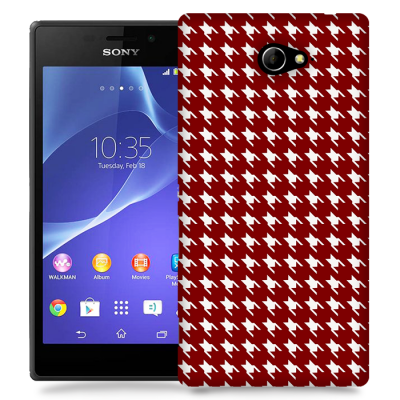 Skal till Sony Xperia M2 - Mönstrat tyg - Röd