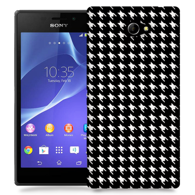 Skal till Sony Xperia M2 - Mönstrat tyg - Svart