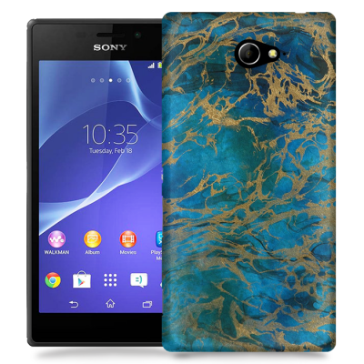 Skal till Sony Xperia M2 - Marble - Blå