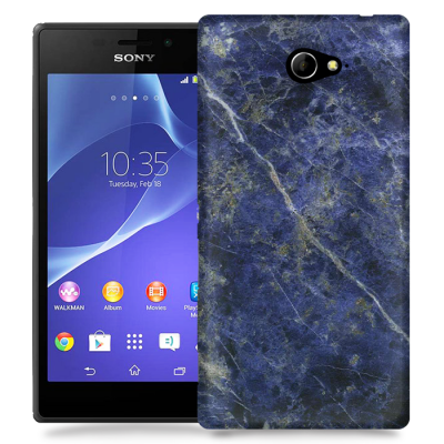 Skal till Sony Xperia M2 - Marble - Blå
