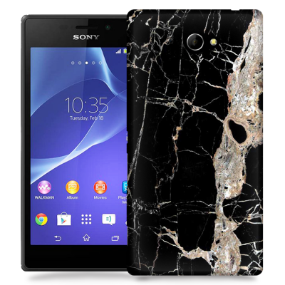 Skal till Sony Xperia M2 - Marble - Svart