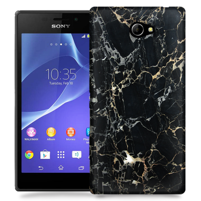 Skal till Sony Xperia M2 - Marble - Svart