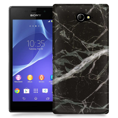 Skal till Sony Xperia M2 - Marble - Svart