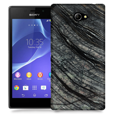 Skal till Sony Xperia M2 - Marble - Svart/Grå