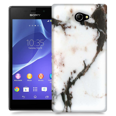 Skal till Sony Xperia M2 - Marble - Vit