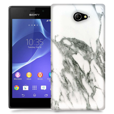 Skal till Sony Xperia M2 - Marble - Vit/Grå