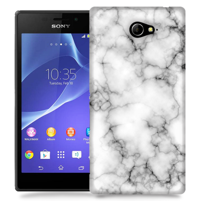 Skal till Sony Xperia M2 - Marble - Vit/Svart