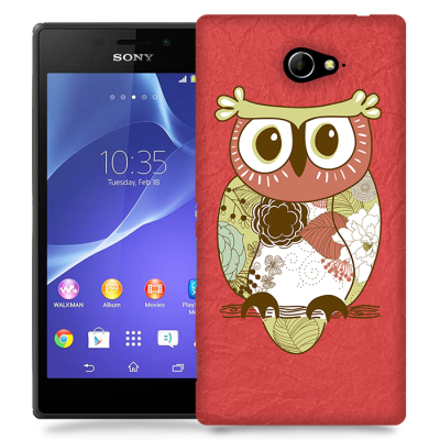 Skal till Sony Xperia M2 - Orientalisk uggla - Röd