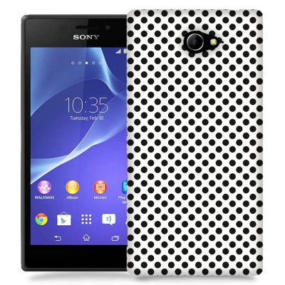 Skal till Sony Xperia M2 - Polkadots - Vit/Svart