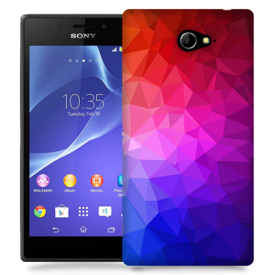 Skal till Sony Xperia M2 - Polygon - Blå/Lila/Röd