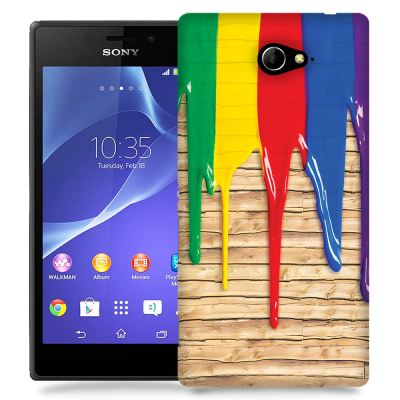 Skal till Sony Xperia M2 - Rinnande färg - Trä