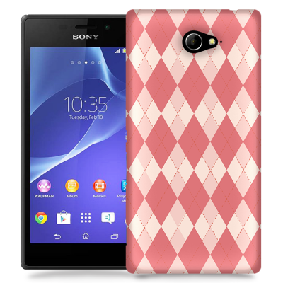 Skal till Sony Xperia M2 - Rutig - Ljusrosa