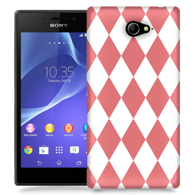 Skal till Sony Xperia M2 - Rutig - Rosa/Vit