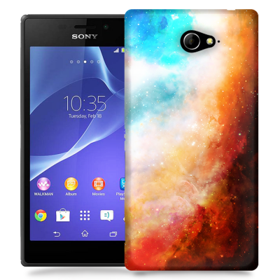 Skal till Sony Xperia M2 - Rymden - Orange/Blå