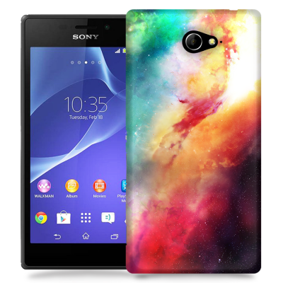 Skal till Sony Xperia M2 - Rymden - Orange/Blå