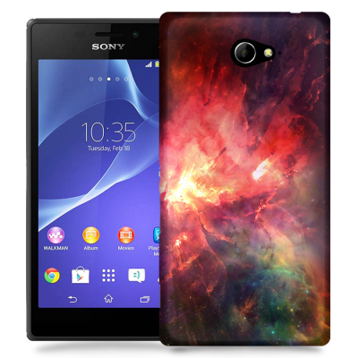 Skal till Sony Xperia M2 - Rymden - Röd/Svart