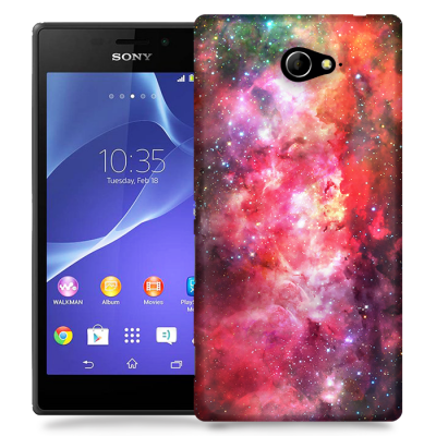 Skal till Sony Xperia M2 - Rymden - Rosa