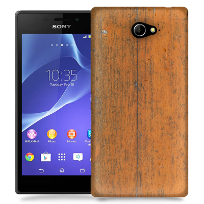 Skal till Sony Xperia M2 - Slitet trä